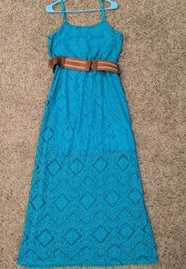 Teal Crocheted Mxi Dress